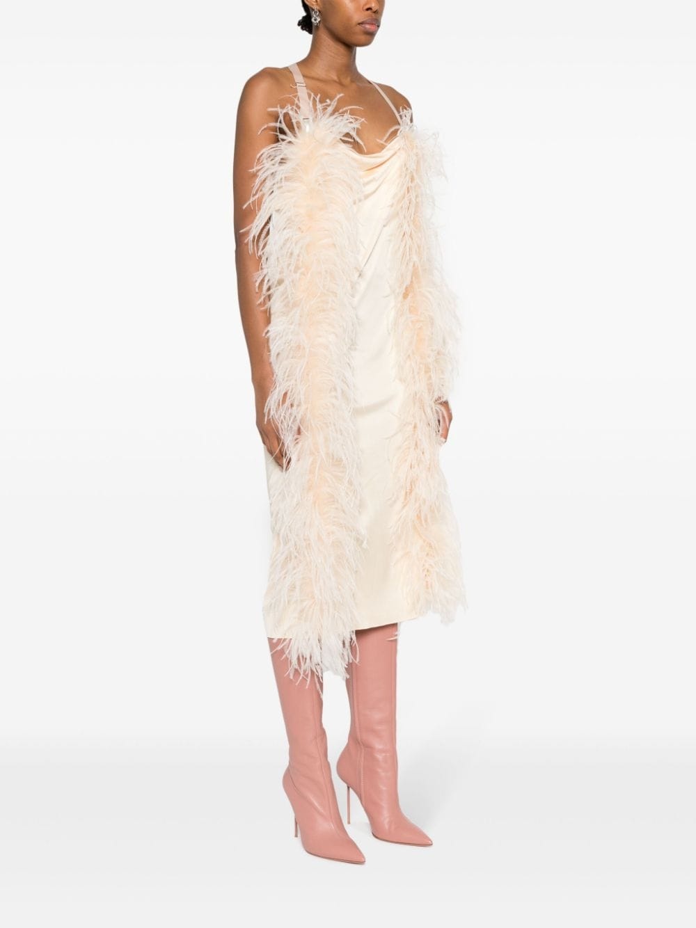 Ussita feather-trim midi dress - 3