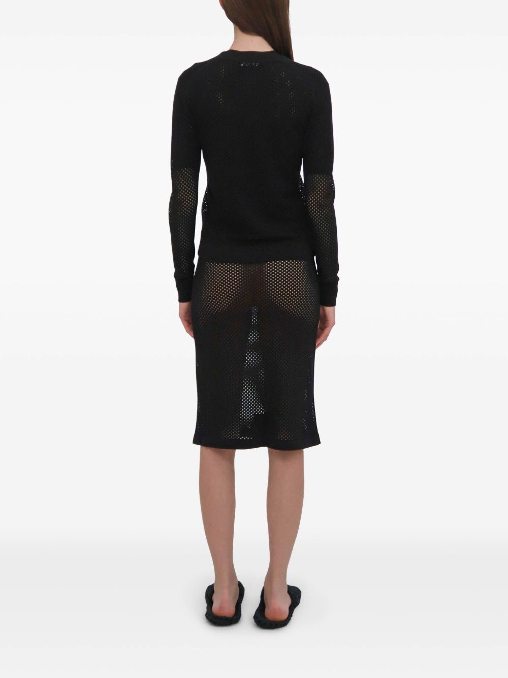 mesh pointelle cardigan - 5