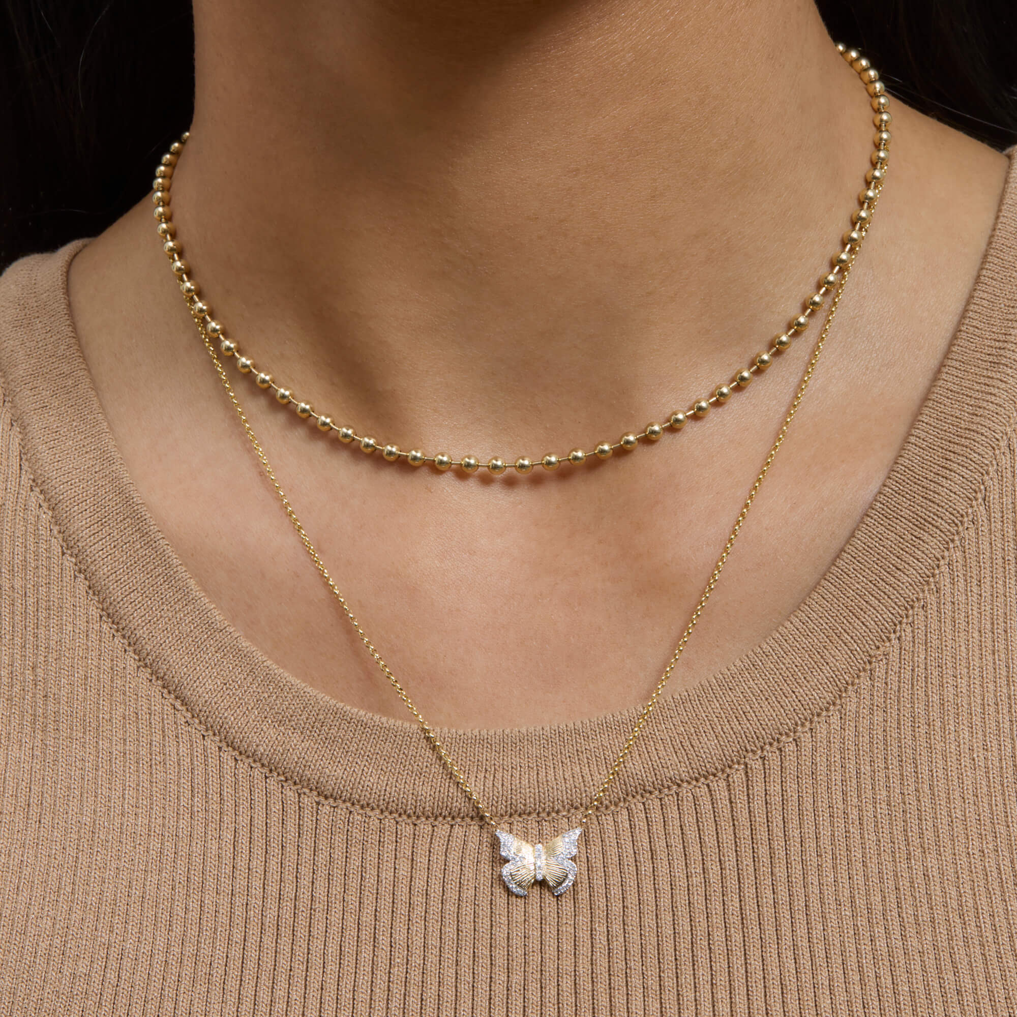 Pave Diamond Butterfly Necklace - 5