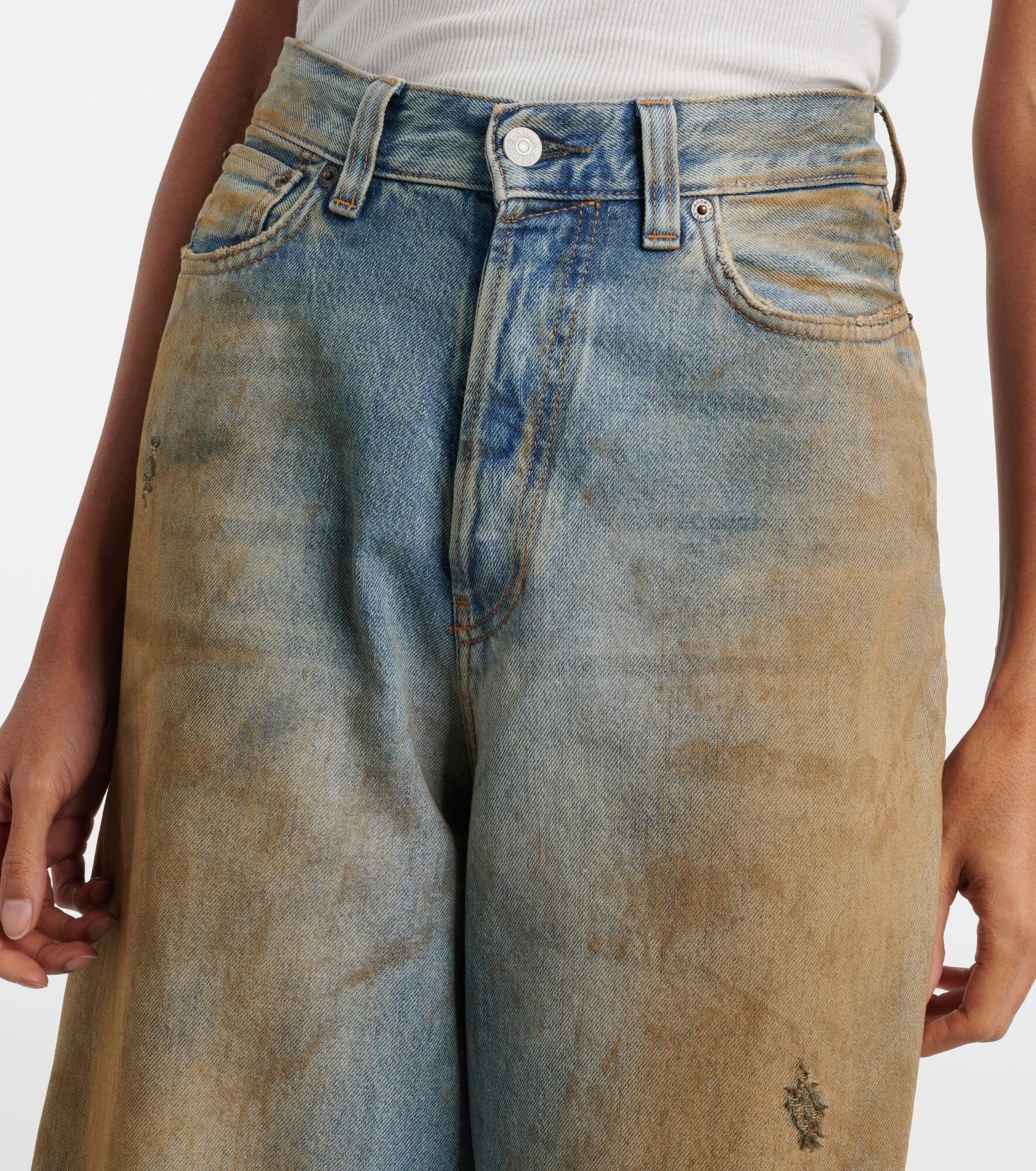 Penicillin distressed mid-rise wide-leg jeans - 4