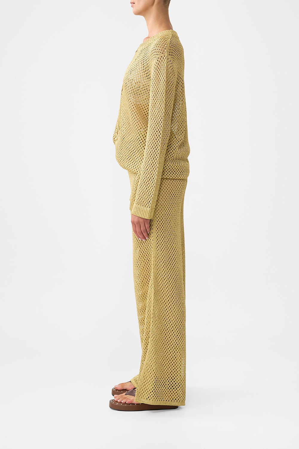 WIDE FLARE KNIT PANT - 4