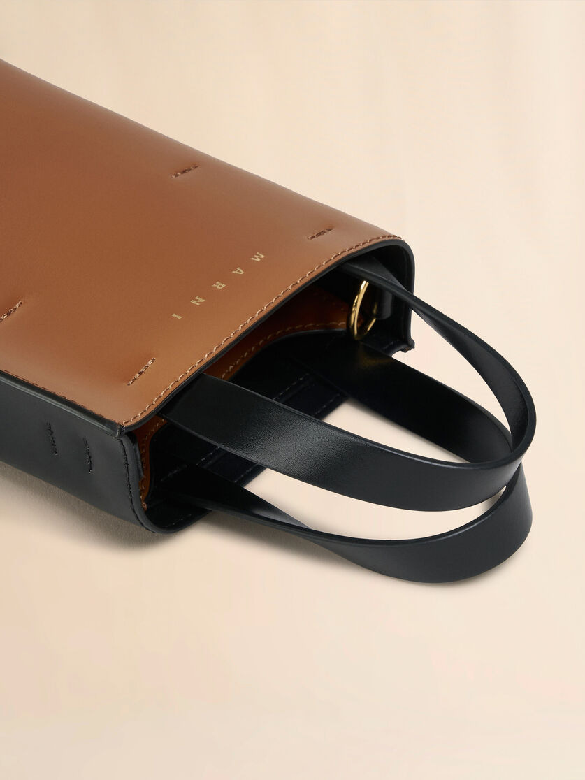 MUSEO NANO BAG IN BROWN AND BLACK LEATHER - 4