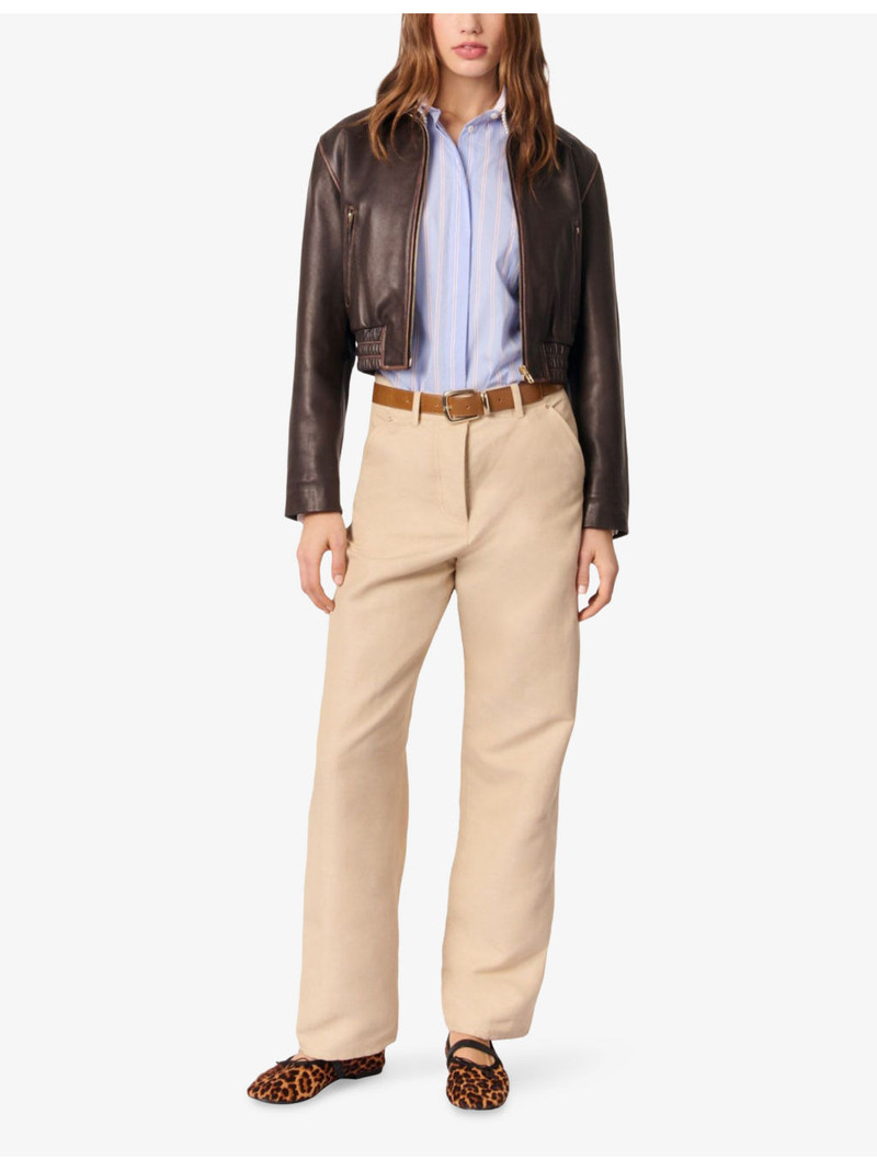 maje Straight-Leg Mid-Rise Linen-Blend Suit Trousers outlook