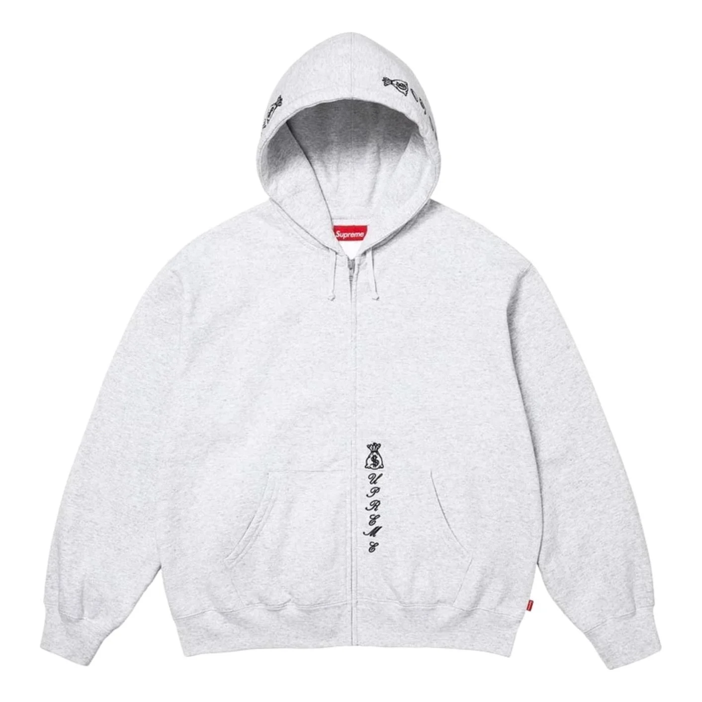 Supreme FW26 God Over Money Zip Up Hooded Sweatshirt 'Ash Grey' SUP-FW26-044-GRY - 1