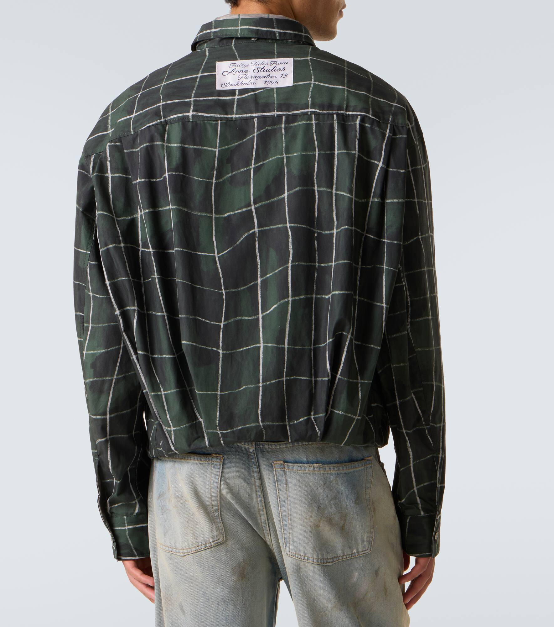 Checked layered cotton poplin shirt - 4