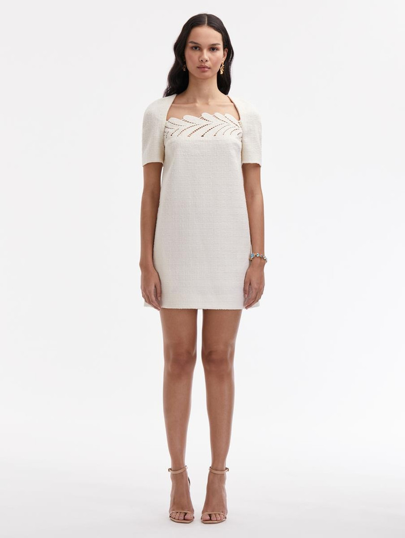 FERN EMBROIDERED TWEED SHIFT DRESS - 1