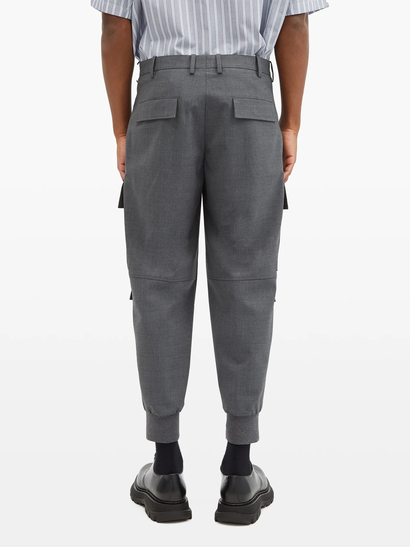 Cargo-pocket cuffed stretch-gabardine trousers - 5