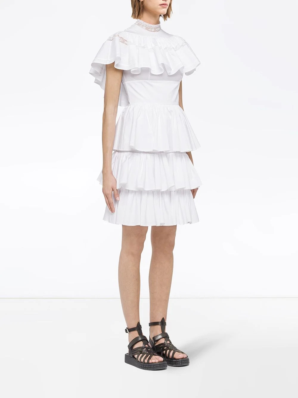 short-sleeve poplin tiered dress - 3