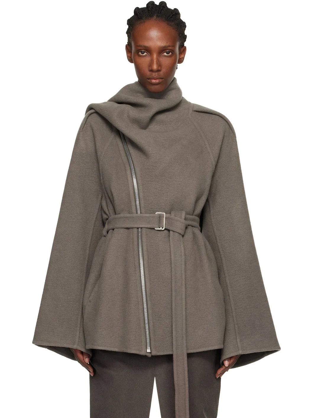 Gray Concordians Runway Scarf Flight Coat - 1