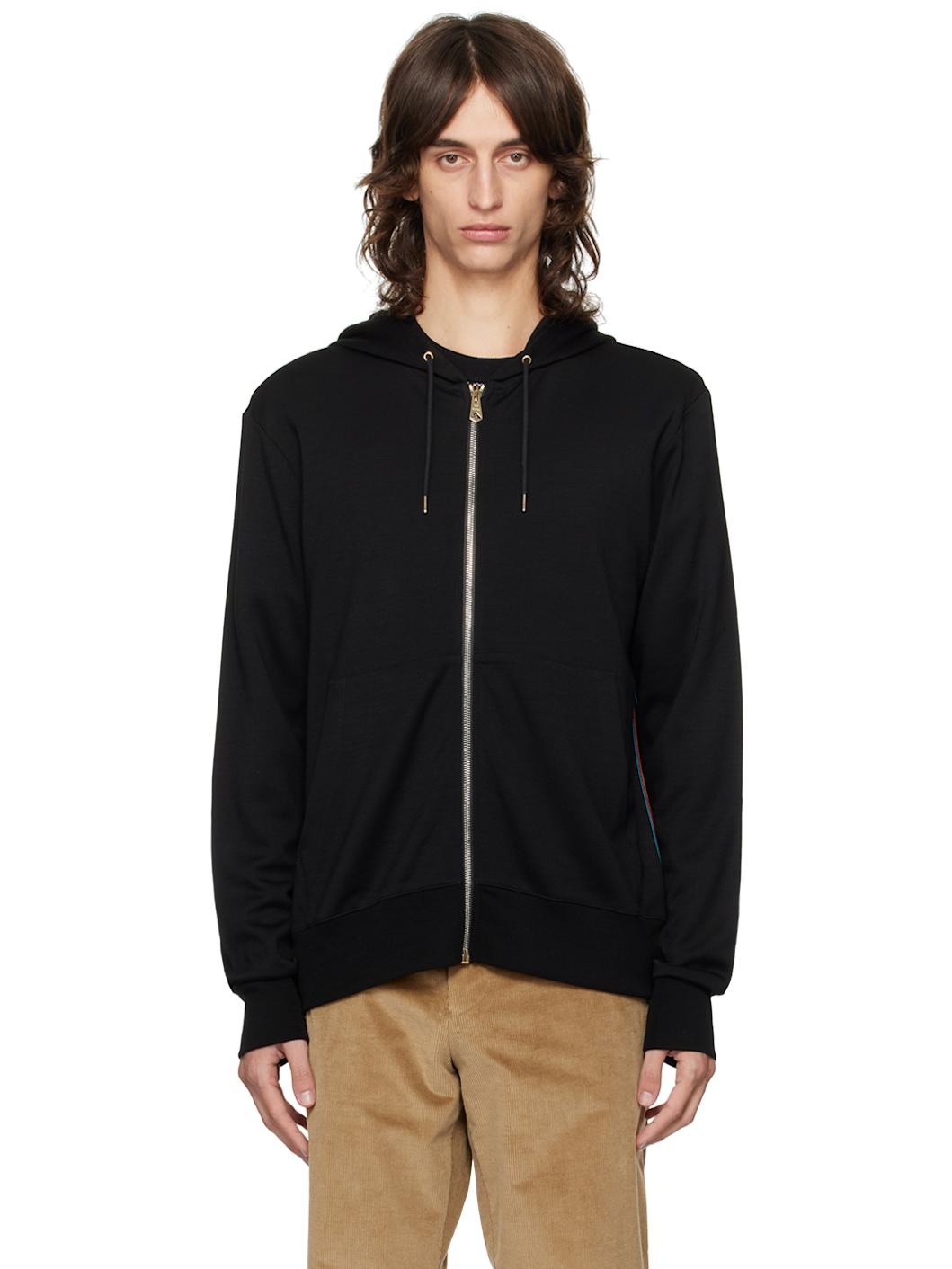 Black Signature Stripe Hoodie - 1