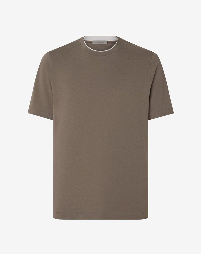 Mud-brown crew neck cotton t-shirt 1