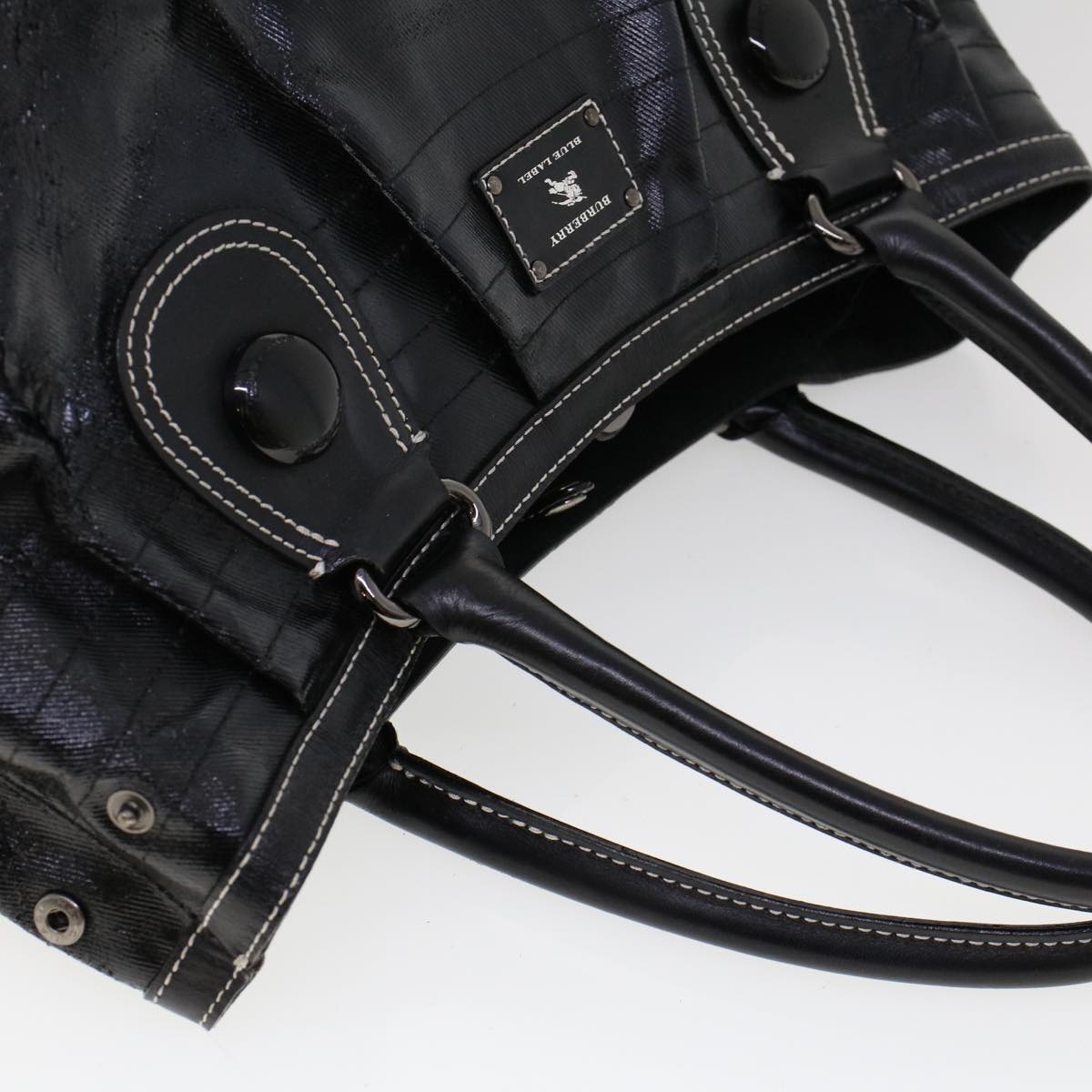 Burberry Blue Label Shoulder Bag Coated Canvas Black - 7
