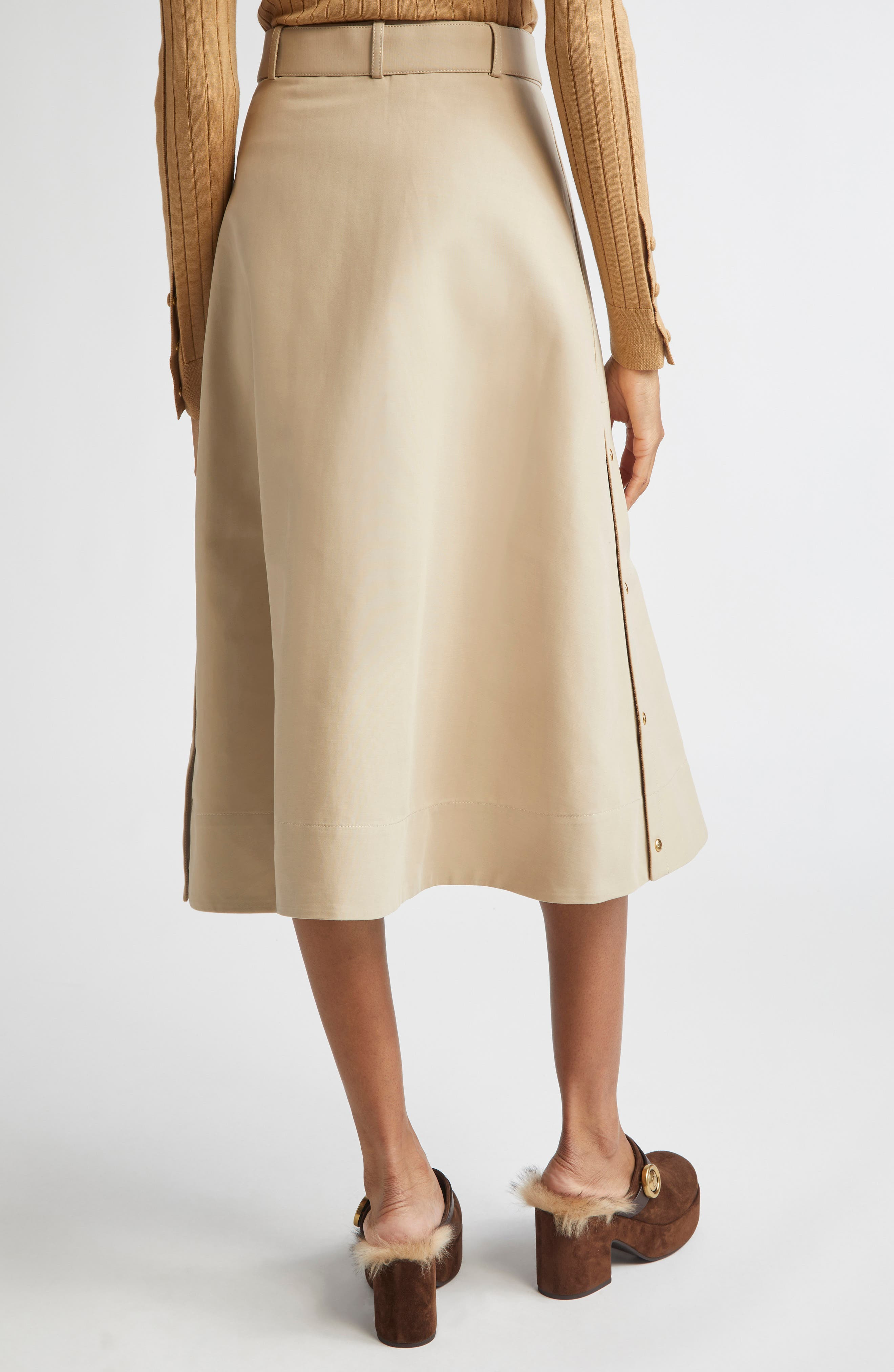 Moncler Belted A-Line Skirt in Light Mud at Nordstrom - 3