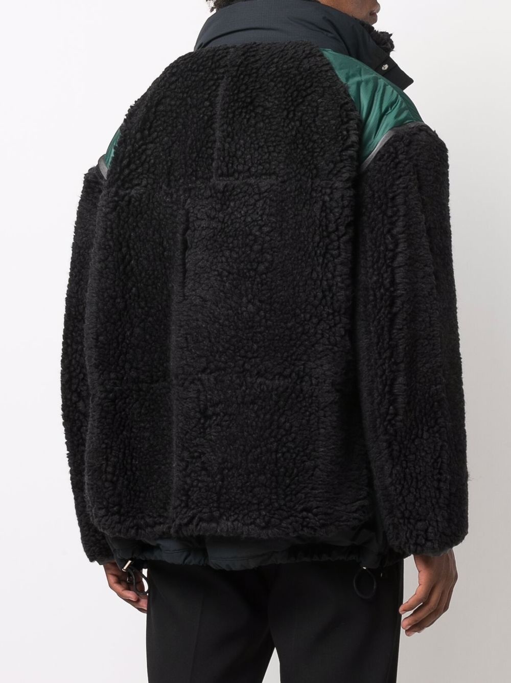 colour-block shearling coat - 4