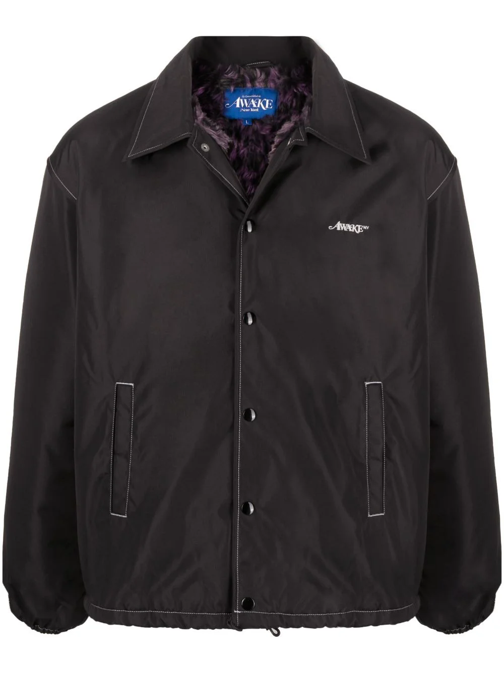 embroidered-logo long-sleeve jacket - 1