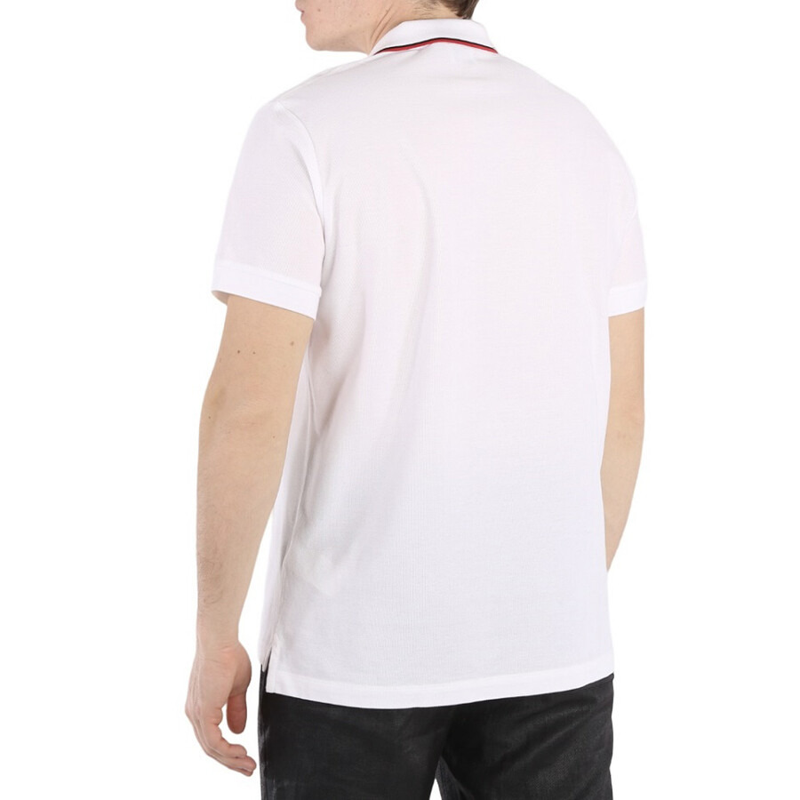 Burberry Men's White Icon Stripe Placket Cotton Pique Polo Shirt - 3