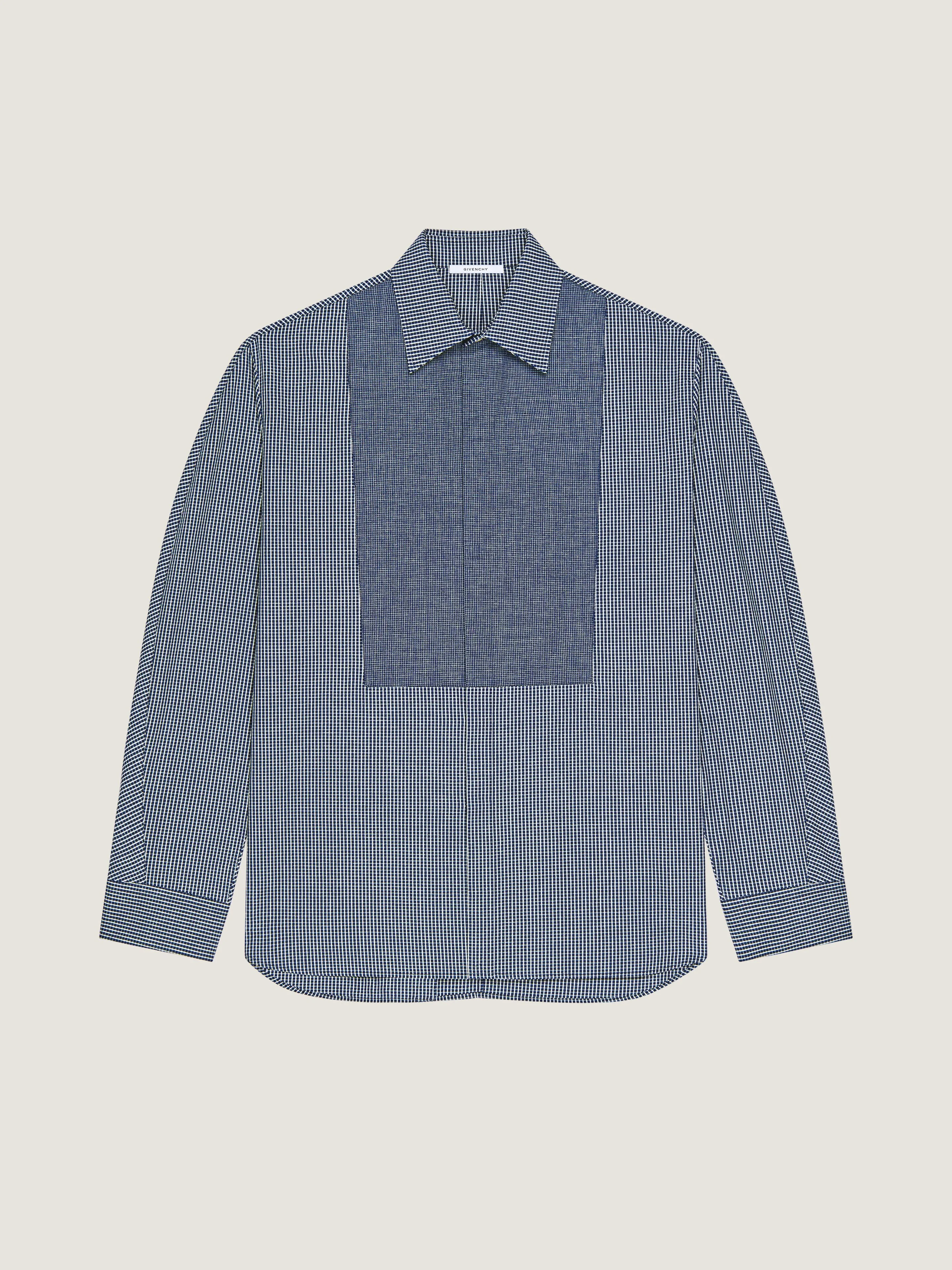 COUTURE SEAM CHECKED TUXEDO SHIRT IN COTTON - 1