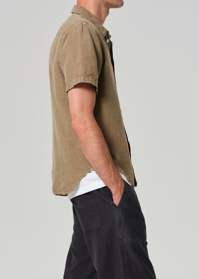 Cairo Short Sleeve Linen Shirt In Reservoir 4