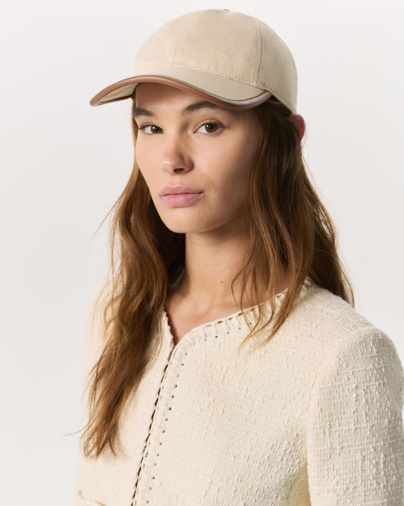 rag & bone Harlow Faux Leather-Trimmed Canvas Baseball Cap outlook