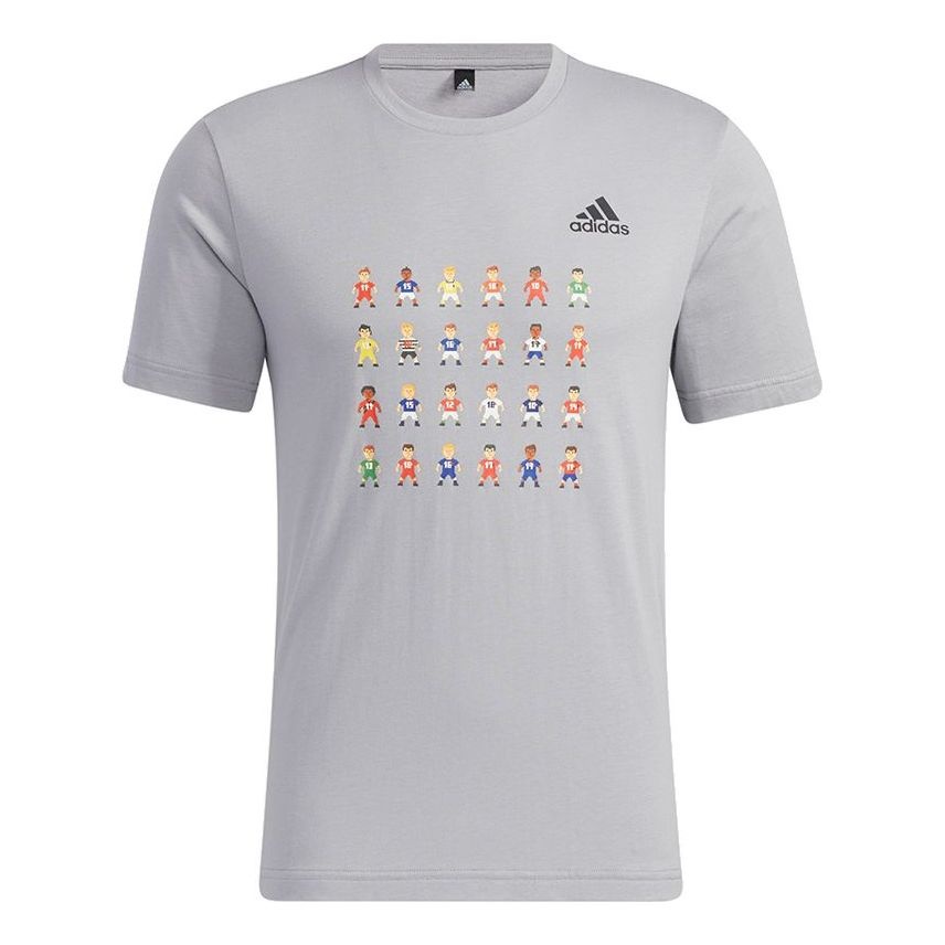 adidas 8-Bit Tee Printing Sports Short Sleeve Gray GL1998 - 1