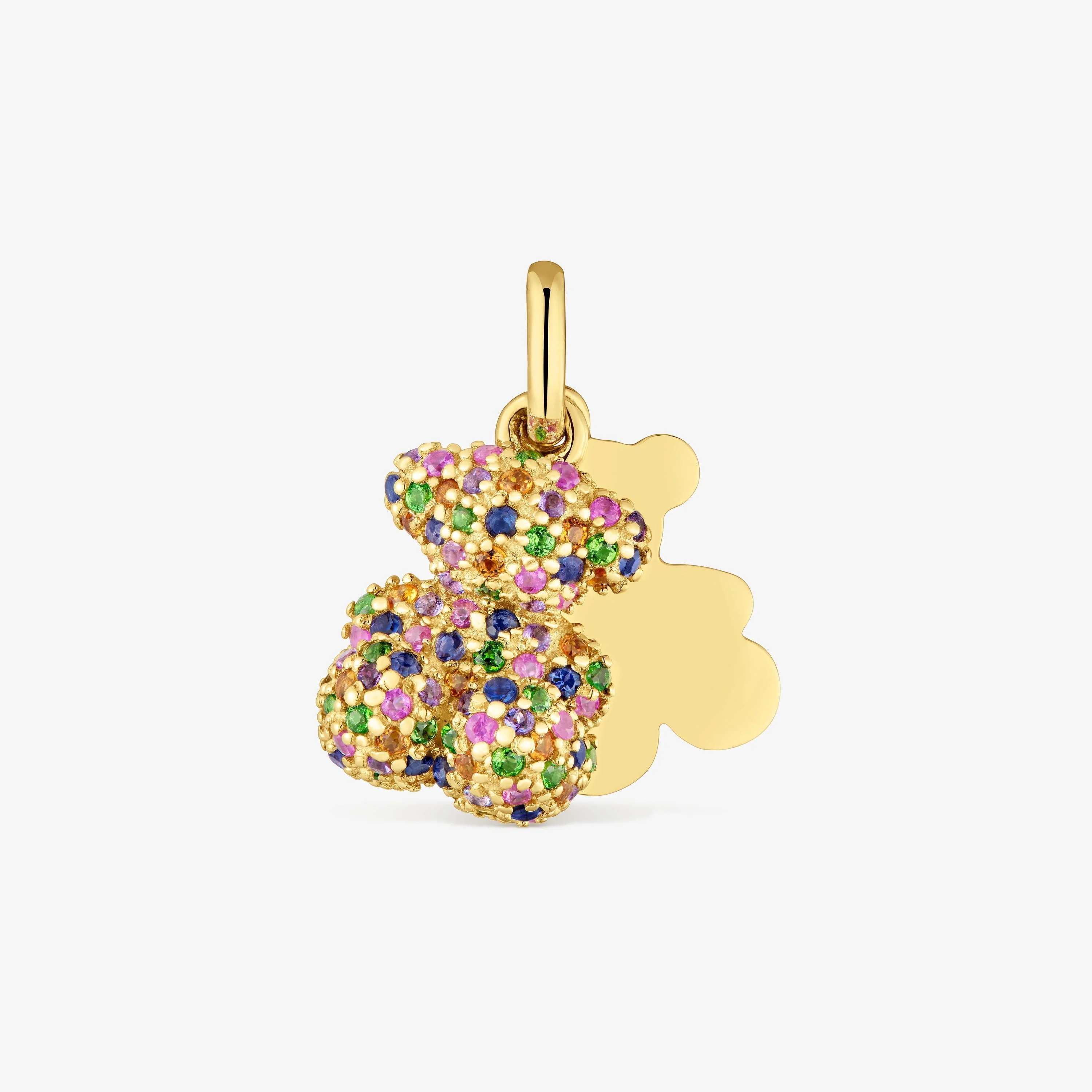 14K solid gold double-bear Pendant with gemstones Bold Bear - 1