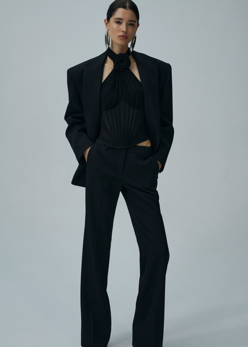 MAGDA BUTRYM Sheer halter bustier top in black outlook