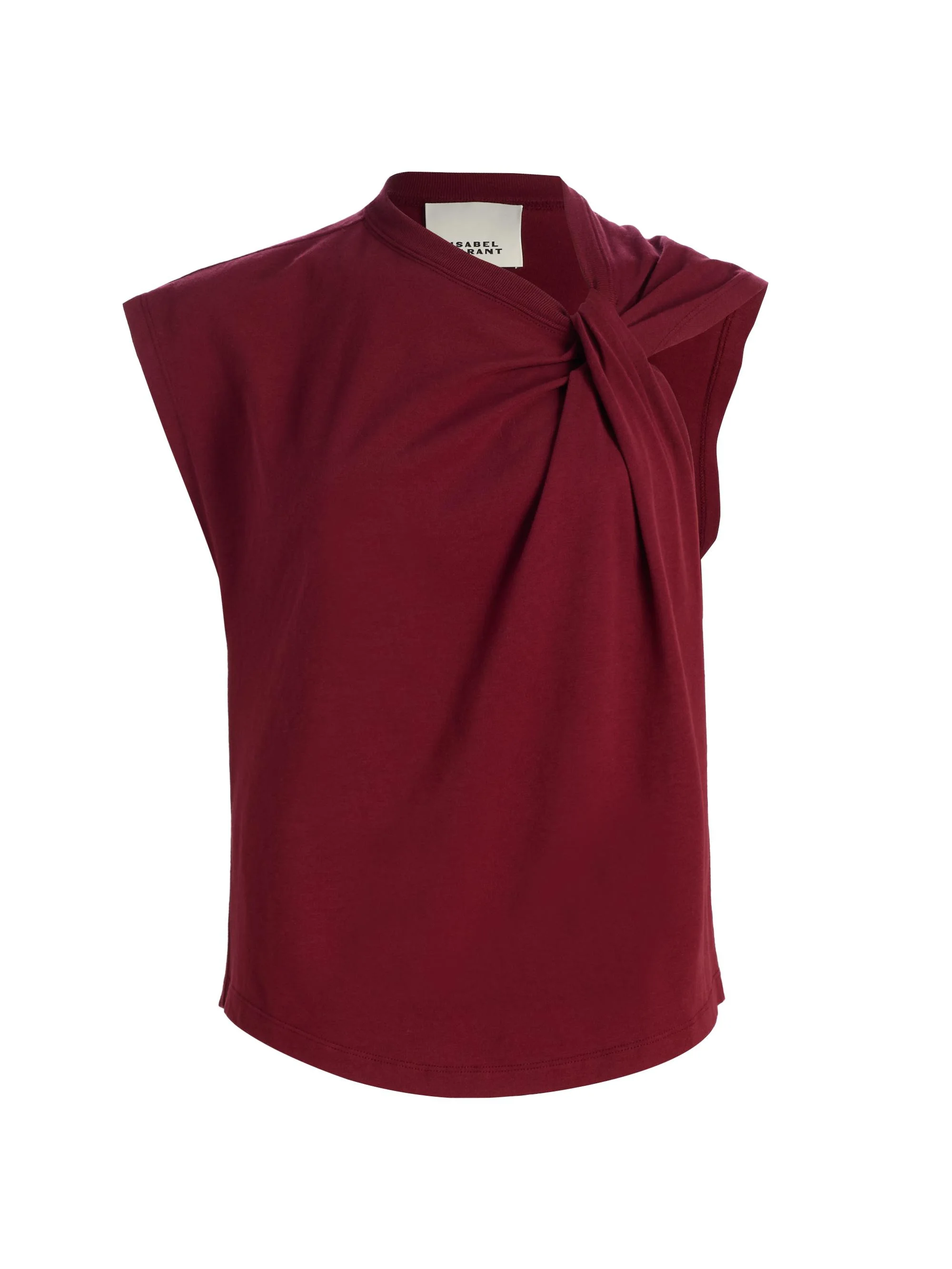 Women's Nayda Draped Cotton Top - Dark Burgundy - 1