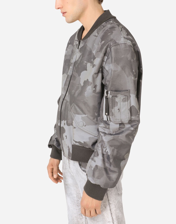 Camouflage-print cotton jacket with logo - 6