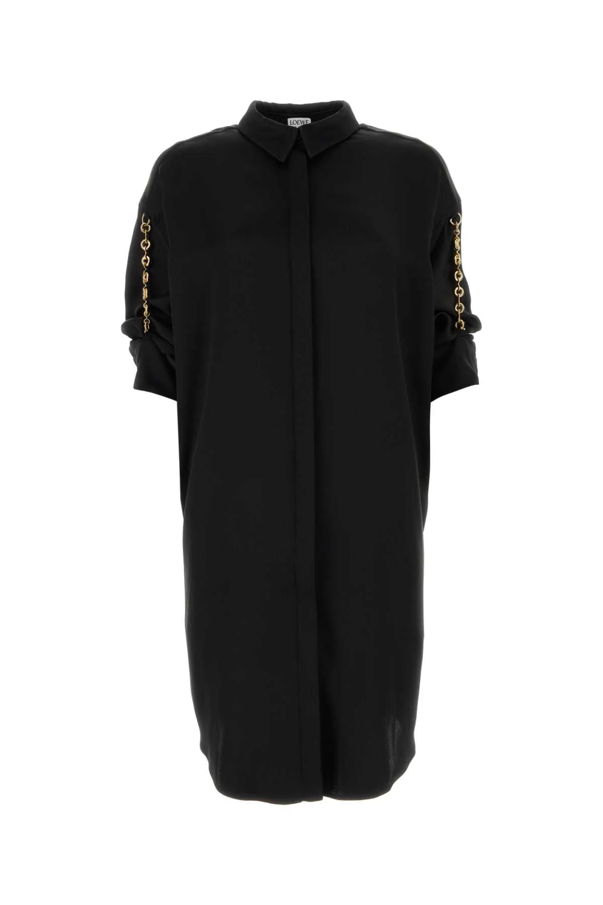 Loewe Women Black Satin Shirt Dress - 1