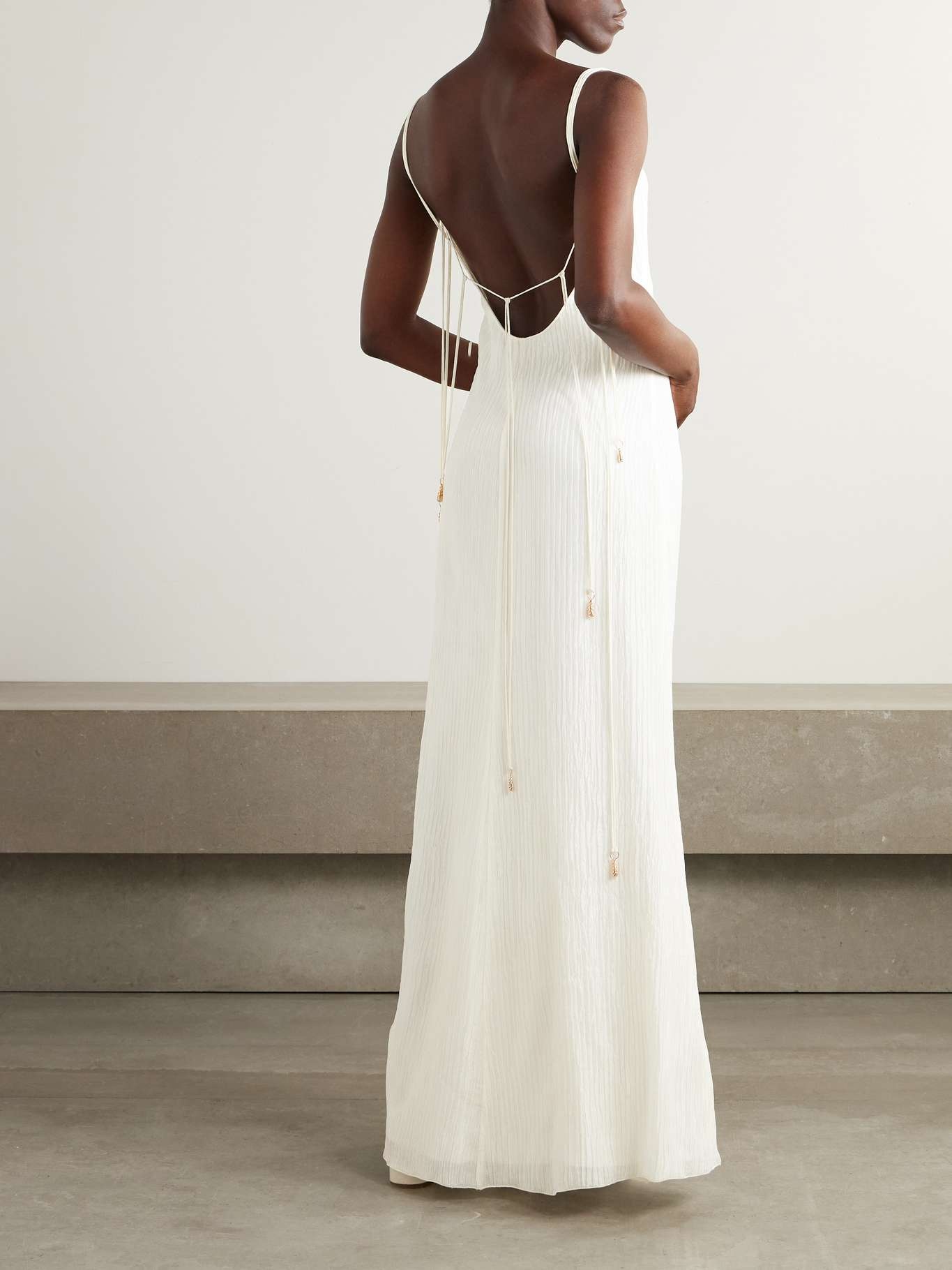 Avebury silk-plissé maxi dress Ivory - 3