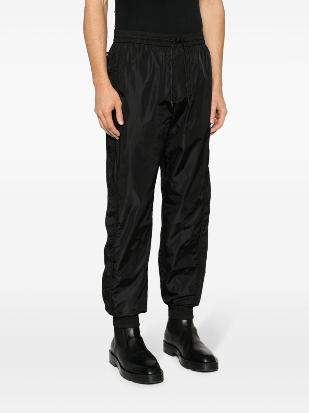 drawstring-waistband tapered-leg trousers - 3