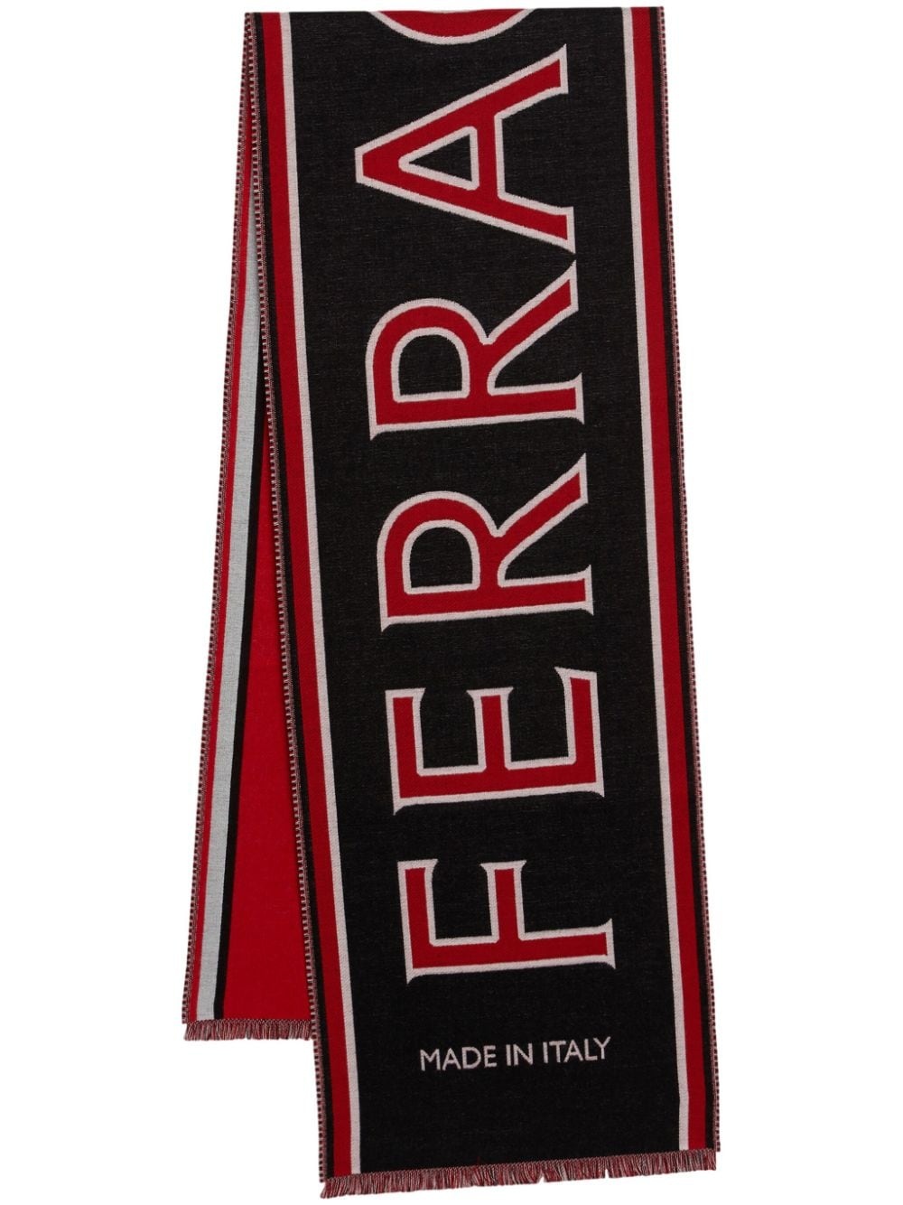 logo-knitted wool scarf - 1