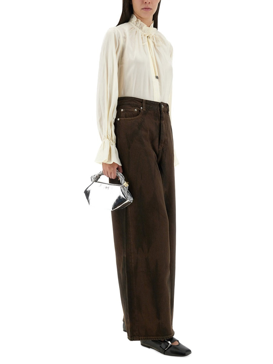 Ganni Women Shirt With Bow - 2