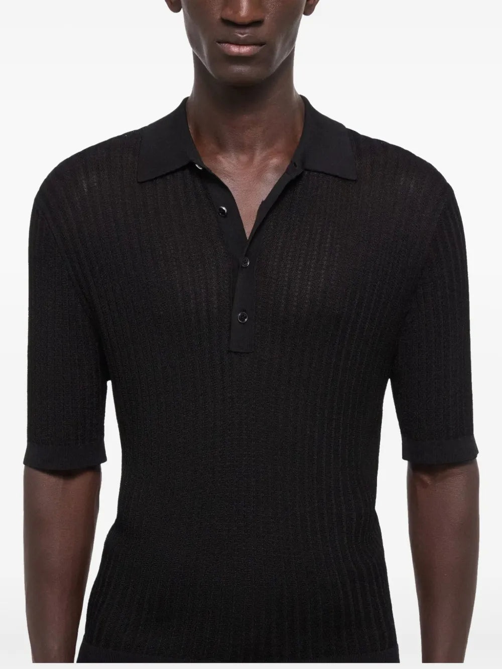 Ribbed-Knit Polo Shirt - 5