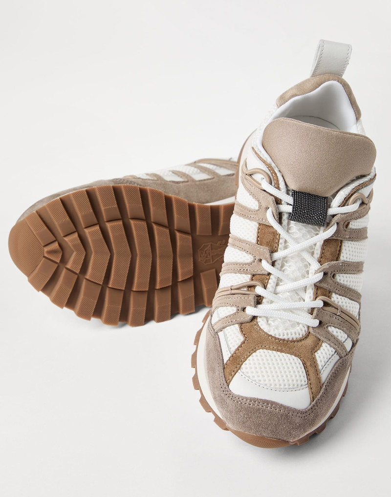 Suede and techno fabric runners with shiny loop detail 3