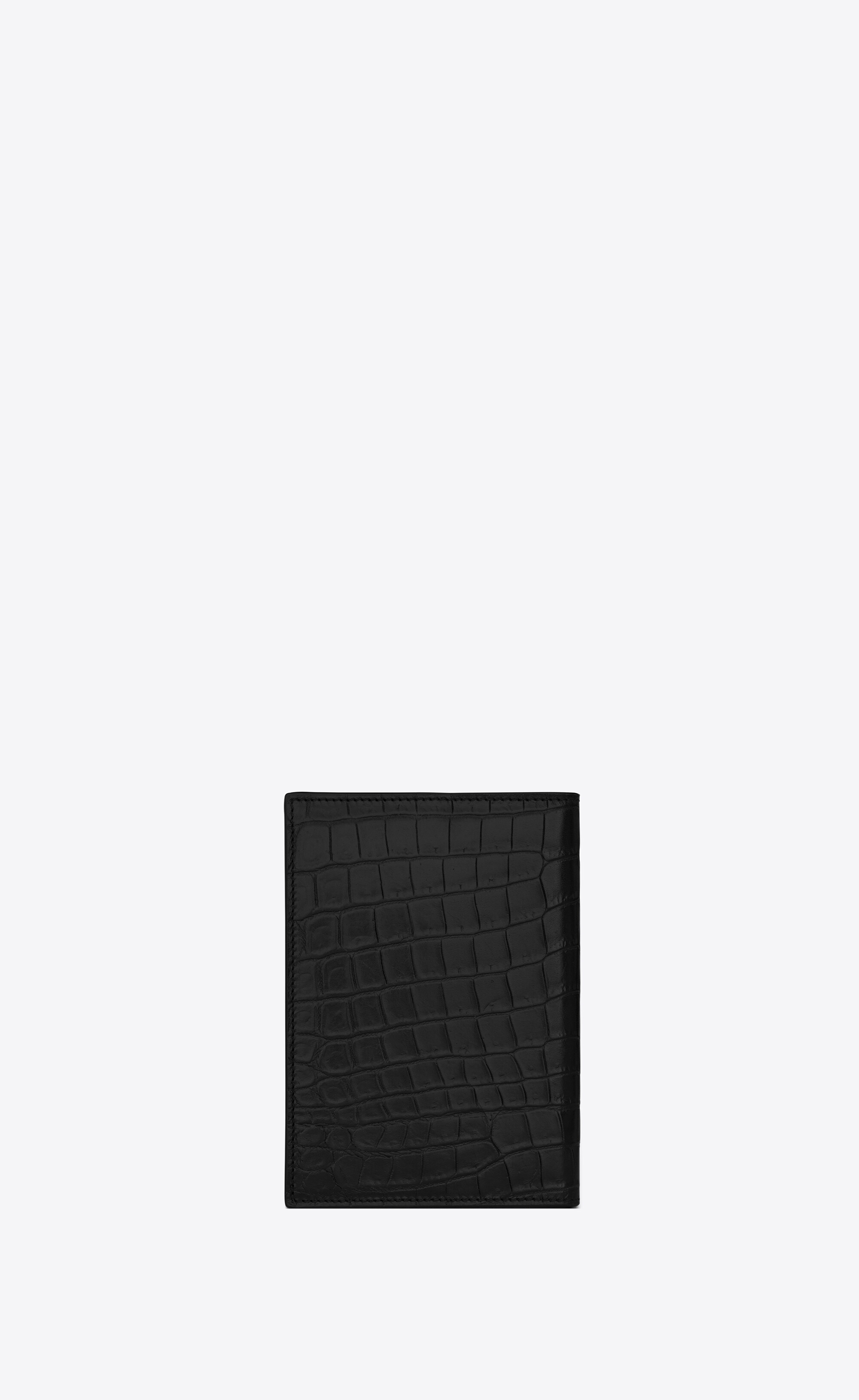 tiny monogram passport case in crocodile-embossed leather - 2