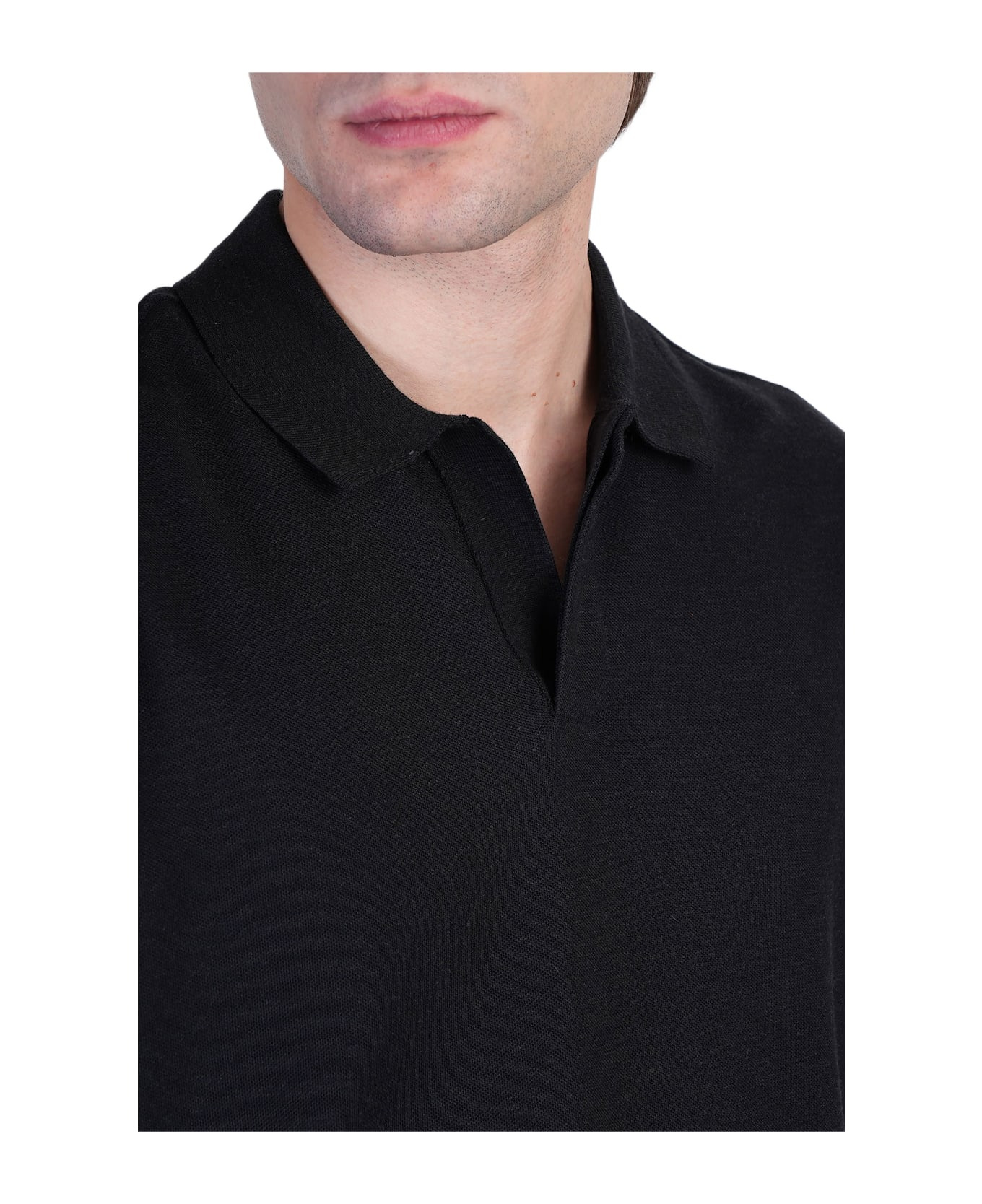 Polo In Black Cotton - 5