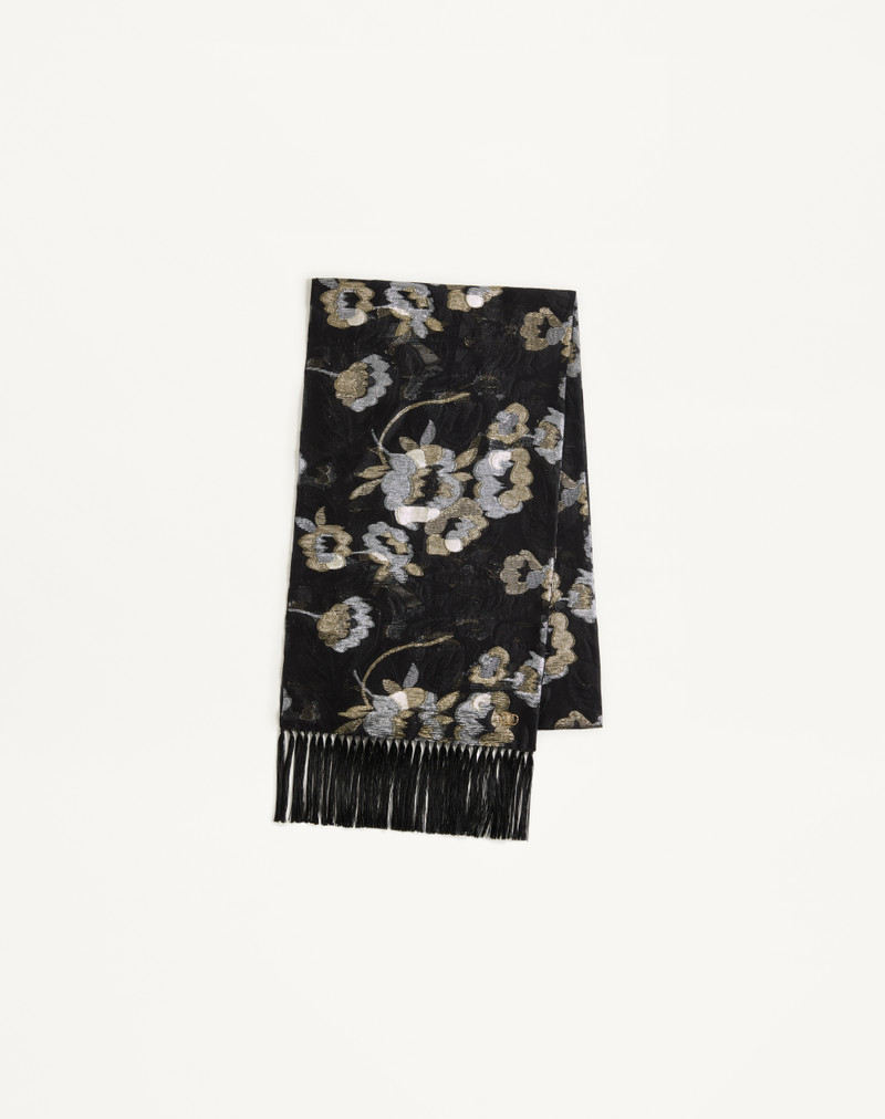 CAMELIA SILK SCARF WITH METALLIC FIBER 1