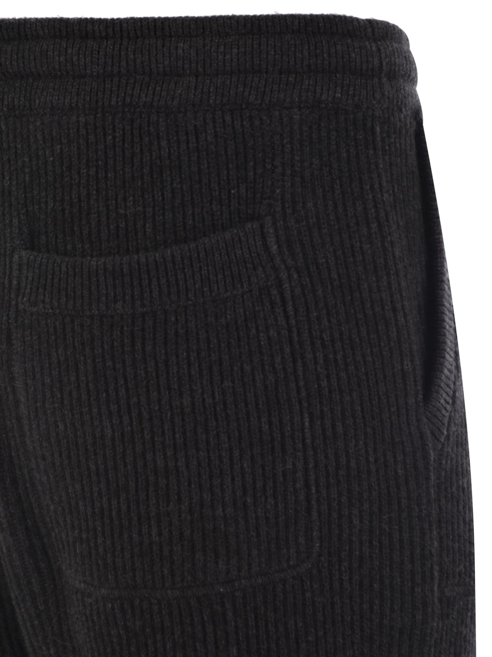Brunello Cucinelli Men Cashmere Rib Knit Joggers With Drawstring - 4