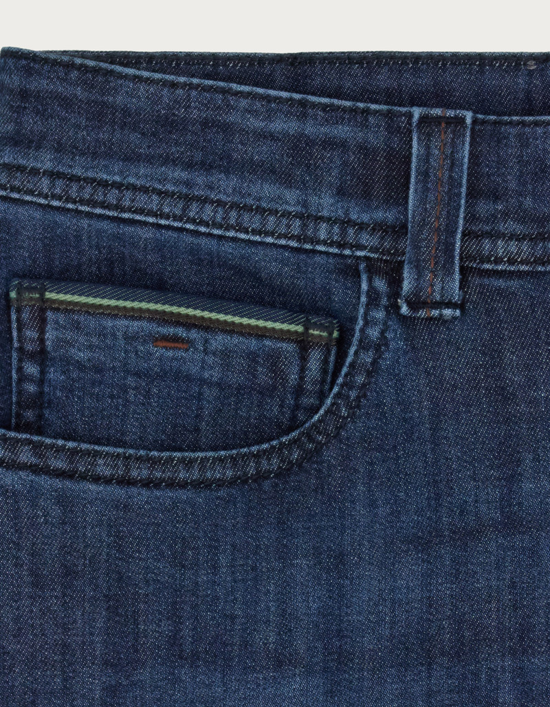 BLUE SOFT-TOUCH FIVE-POCKET DENIM PANTS WITH COLOURED SELVEDGE 4