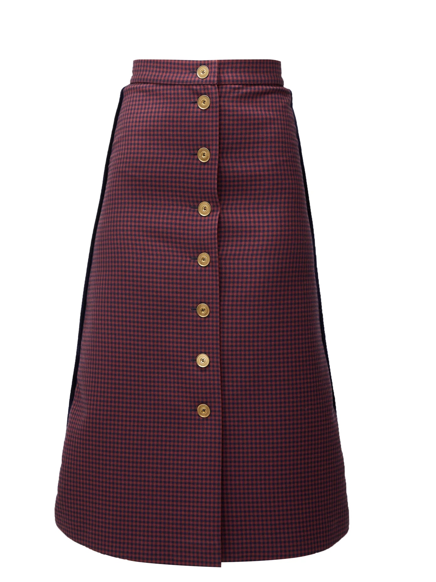 A-line gingham wool midi skirt - 1