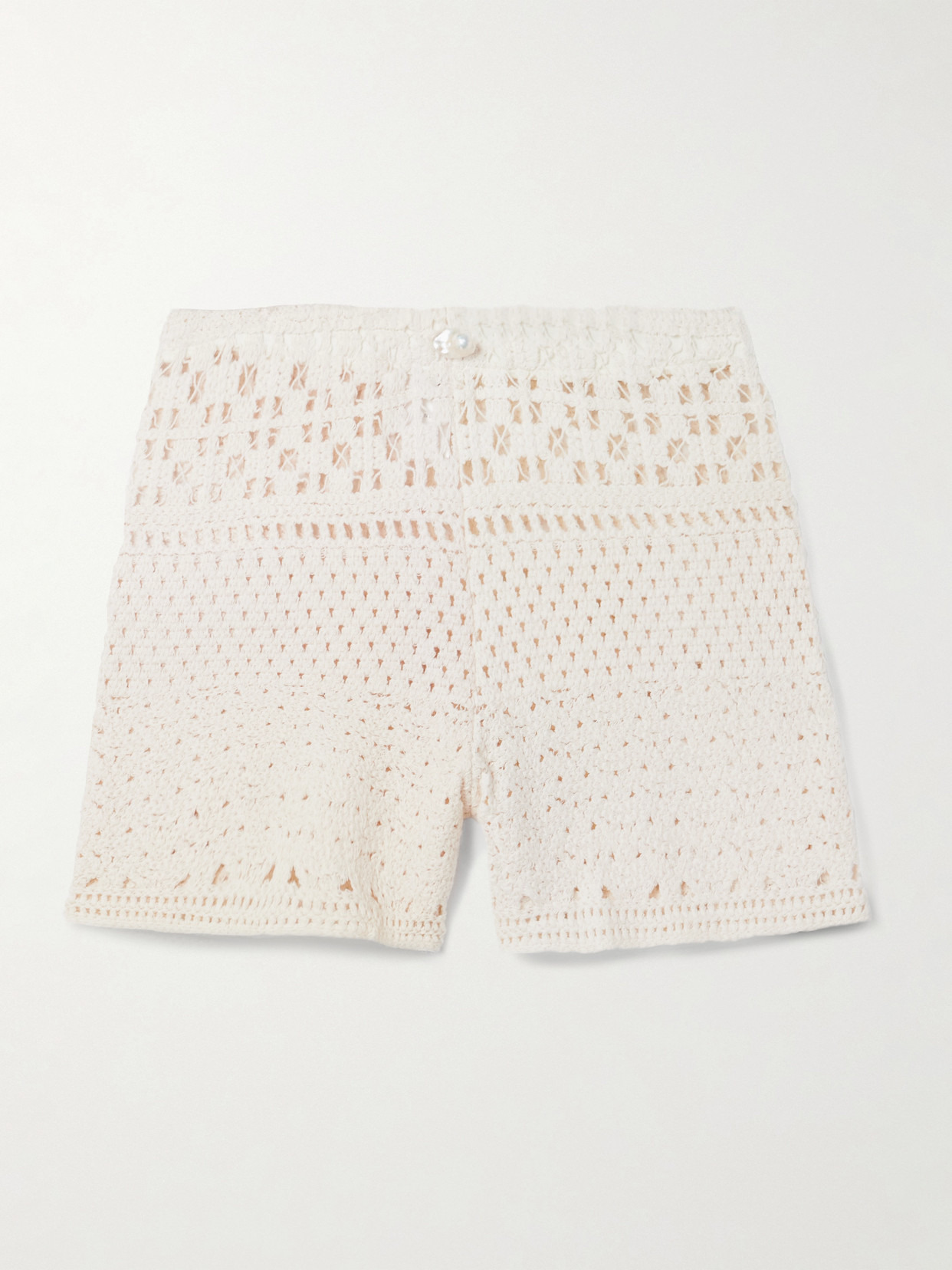 Playa Pearl-embellished Crocheted Cotton Shorts - 1