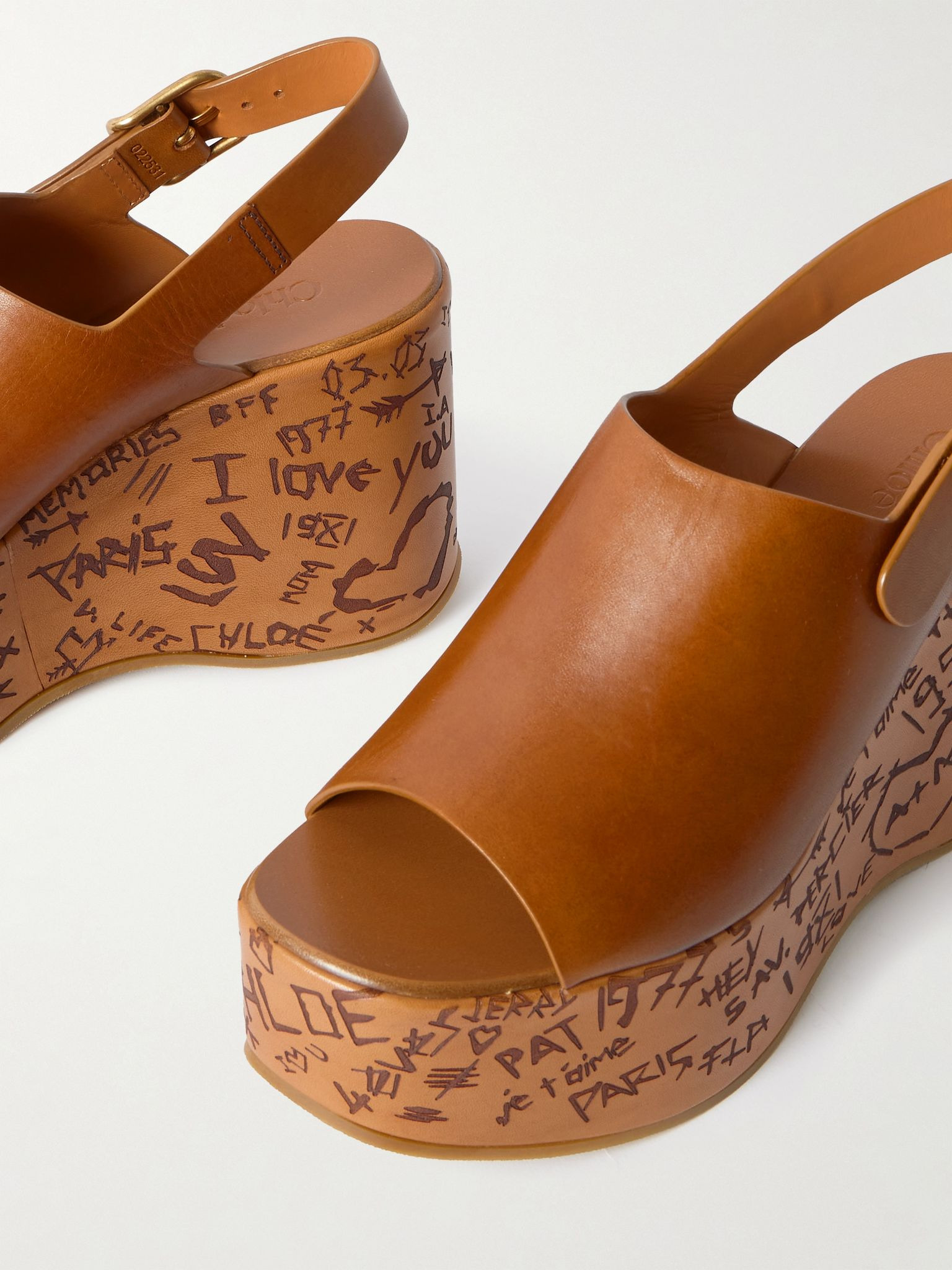 Maxime leather platform wedge sandals Tan - 4