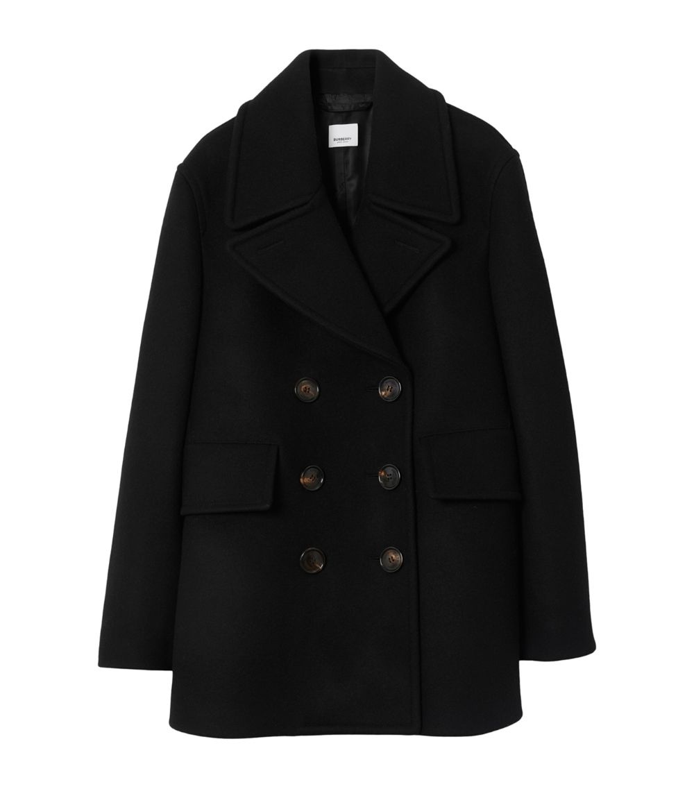 Burberry Wool Double Breasted Pea Coat harrods REVERSIBLE