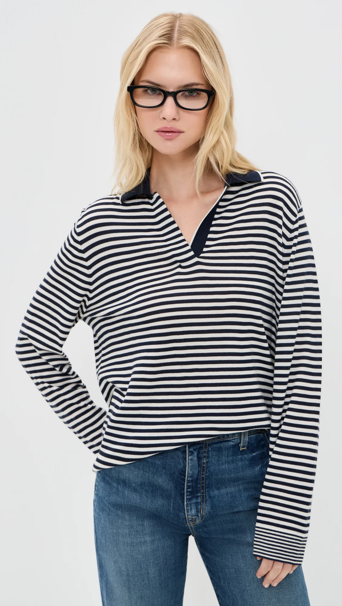 Striped Long Sleeve Polo - 1