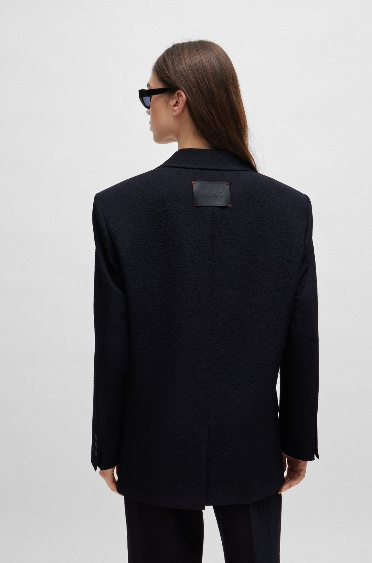 LONGLINE OVERSIZE-FIT JACKET IN SEERSUCKER FABRIC - 4