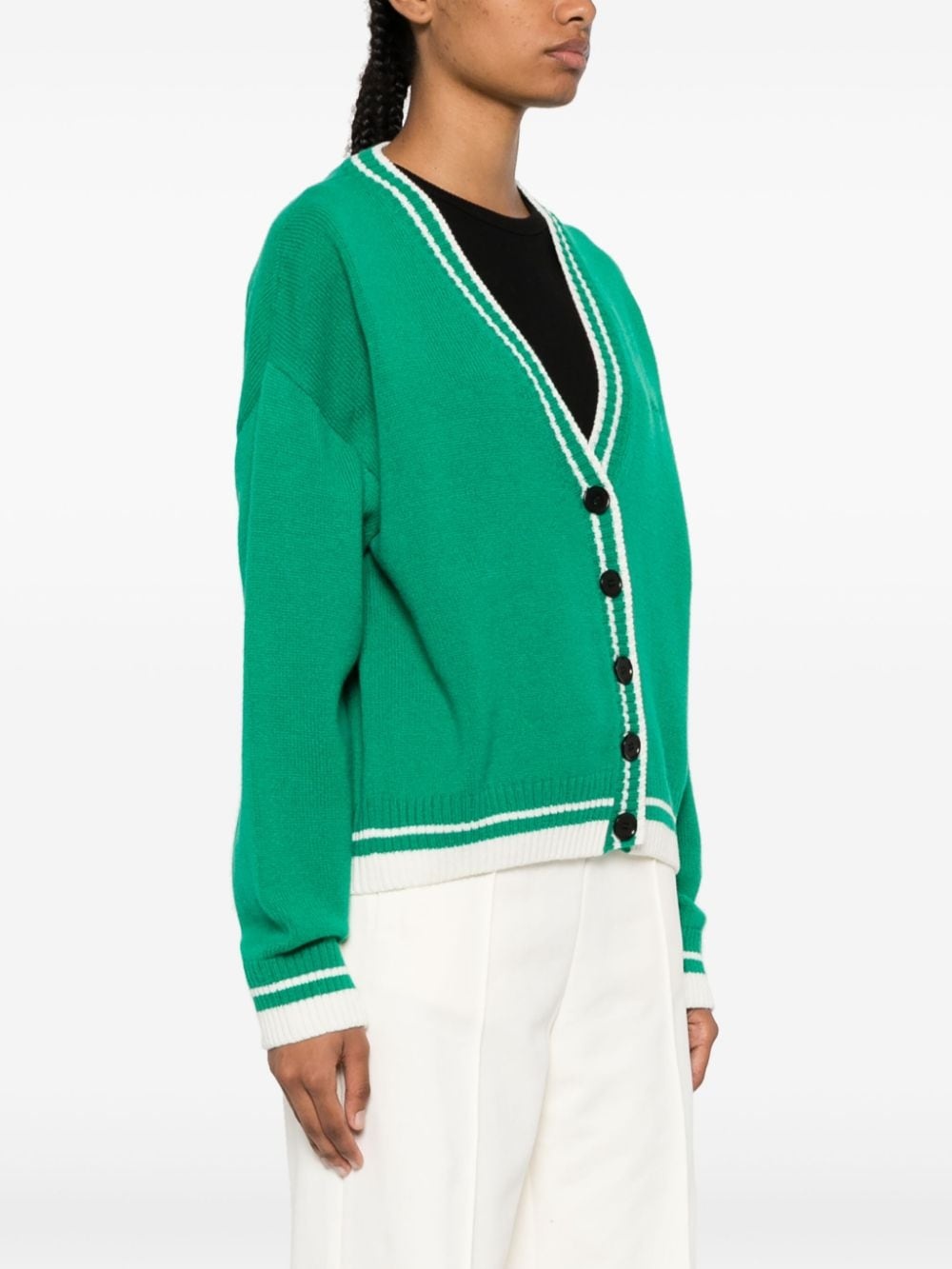 striped-edge knitted cardigan - 3