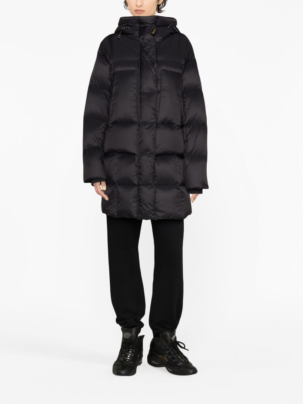 logo-patch hooded puffer jacket - 2