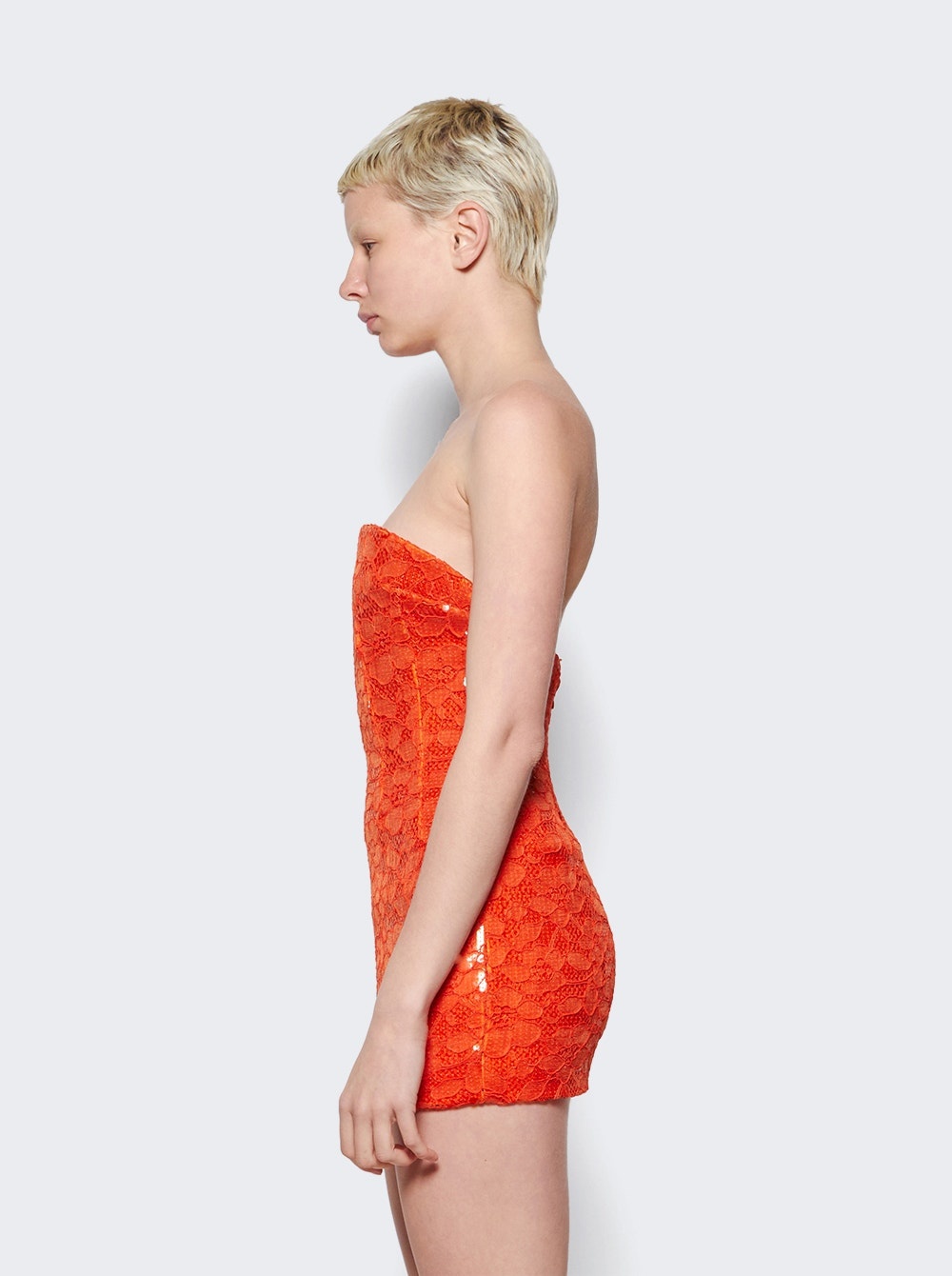 Strapless Mini Dress Orange - 4