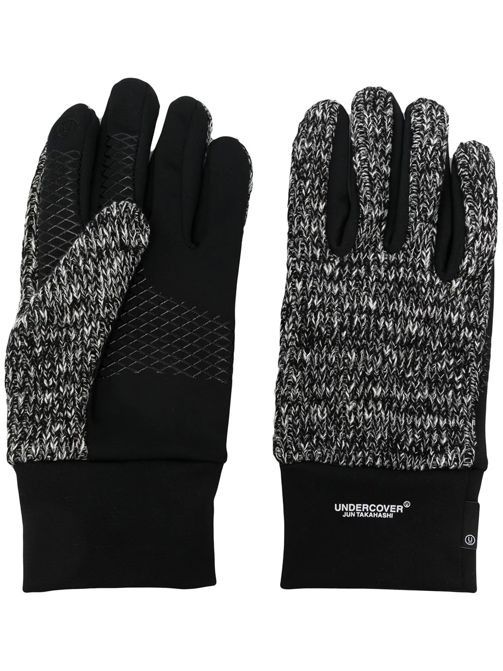 contrast-panel knitted gloves - 1